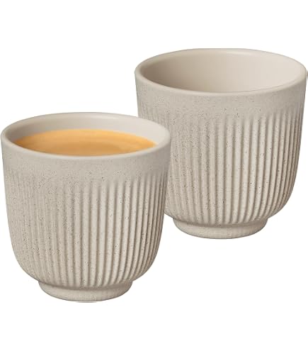 Lot De 4 Tasses à Expresso En Céramique Zeberbo Pour Nespresso - Design Rustique, émaillées, Fond Naturel