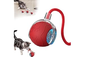 JOPWUE Balle interactive pour chat et chien, rechargeable par USB, balle intelligente auto-mobile avec roulement et queue à 360°, 3 modes de jeu pour les instincts de chasse, jouet électrique