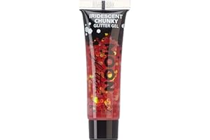 Iridescent Chunky Face & Body Glitter Gel by Moon Glitter - Cherry - Cosmetic Festival Glitter Face Paint for Face, Body, Hair, Nails - 12ml