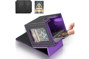 IVODEELA Deck Box con Due Divisori,Magnetic Flip Deck Box Magic mit Display per MTG Magic Commander TCG,Porta Deck Capacità di 100+ Carte,Pelle PU Deckbox,Nero Viola