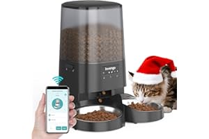 Invengo Comedero Automático 5L para 2 Gatos, Control App, Wi-Fi 2.4/5G, Porciones Programables, Doble Alimentación, Anti-Atasco, Recipientes Acero INOX, Fácil de Limpiar