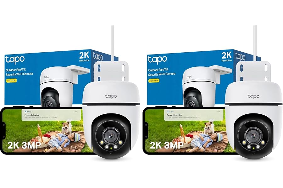 Tapo TP-Link C510W Kameraüberwachung aussen, WLAN IP Kamera, 360° Schwenk-/Neige, 2K Auflösung, Vollfarbige Nachtsicht, 