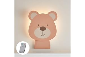 Lights4fun Applique Murale Orso con 18 LED Bianchi Caldi a Pile per Arredo Cameretta Bimbi