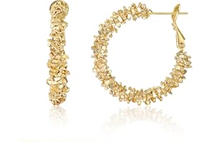 Moguri® Pozłacane kolczyki kreolskie dla kobiet, modne, skręcone cyrkonie, masywne złote kreolki, mankiety, lekkie, hipoalergiczna biżuteria dla nastolatek, prezent