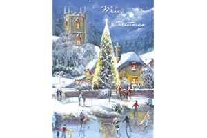 TRACKS PUBLISHING Tracks Advent Calendar Scenic Ice Skating Artistic Glitter Finish