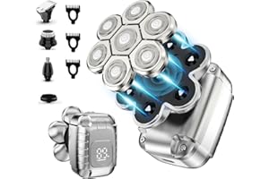 FEIMUOSI Head Shavers for Bald Men, 7D Magnetic Detachable Head Shaver Waterproof, Electric Men's Rotary Razor LED Display Grooming Kit and Wet/Dry Rechargeable Shaver with Beard Trimmer Nose Hair Clipper