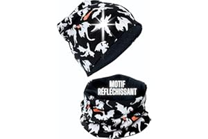HECKBO 360° Réflecteur Ensemble Bonnet & Écharpe Enfant - 95% Coton - matière extensible douce & facile d'entretien - Bonnet Printemps Automne Hiver