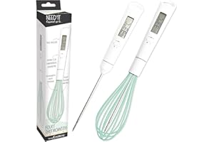 ScrapCooking - Fouet Thermomètre Pâtisserie 2-En-1 - Thermomètre Cuisine pour Cuisson Chocolat, Caramel, Sucre - Avec Sonde Température Amovible - En Silicone - Compatible Induction - 5167