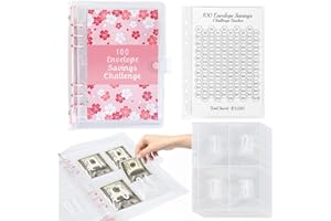 WOOLEDY 100 Envelopes Money Saving Challenge Binder,A5 Budget Binder with Cash Envelopes & Tracker, Savings Challenges Book to Save $5,050, Budget Planner for Budgeting Binder (Pink)