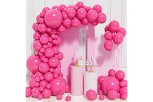 OUSUGA Globos Rosa, 106 Piezas 5 10 12 18inch Hot Pink Fuchsia Balloon Arch Garland Kit with Balloon Ribbon for Girls Women Deco Birthday Party Wedding Valentine's Day Bridal Shower Engagement Decorations