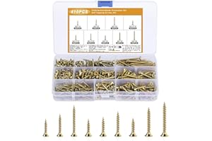 VARHHUXHA 410 Pcs Wood Screws Assortment Kit, M3 M3.5 M4 Countersunk Cross Flat Head Assorted Screw Set, Self Tapping Screws for Plastic Masonry Sleeper Deck Decking Timber Drywall Furniture Fence Screw Kit