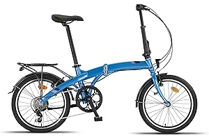 PACTO Składany rower premium dla dorosłych – rama aluminiowa 27 cm, koła aluminiowe 20 cali, 6 biegów Shimano, składany rower