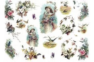 Zita`s Creative Reispapier A4 - Spring All Over. Motiv-Strohseide, Strohseidenpapier, Decoupage Papier