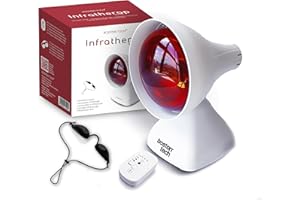 Boston Tech WE122 Lámpara de infrarrojos sobremesa fisioterapia dispositivo Termico potencia 200W alivio dolores y tensiones musculares 3 niveles de inclinación Temporizador y proteccion ocular.