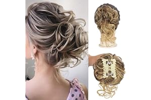 SDZNYQT Claw Messy Bun Hairpieces Clip Wavy Curly Hair Chignon Clip in Hairpieces Tousled Updo Doughnut Hair Bun Synthetic Hair Ponytail for Women Girls