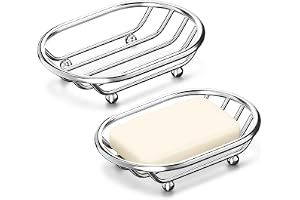 Cuxawamiyo Tvålbehållare i rostfritt stål, tvålfat med flöde, oval tvålkopp för dusch, badrum, kök, rostfri tvållåda med ihålig design