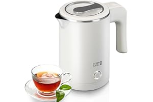 LEBENLANG Bollitore elettrico piccolo in acciaio inox - 500 ml & senza BPA I 600W Mini bollitori piccolo bianco per viaggiare I Electric kettle acqua elettrici Wasserkocher Water boiler da ufficio