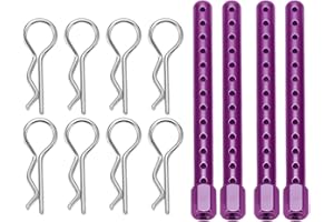 ALOMEJOR RC Body Post Aluminum Alloy RC Car Shell Column RC Car Body Shell Post Holder with Buckle for HSP 94102 94122 94103 94123 1 10(Purple) Rc Car Model Accessory