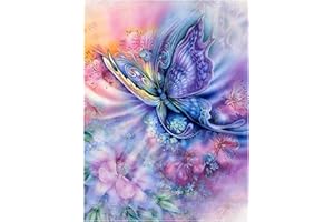 CUKOL CUKOL Cukol Kit Punto Croce Prestampato Farfalle Colorate, Ricami Disegni Punto Croce Kit da Ricamare Quadri per Bambini Principianti Set Kit Ricamo Punto Croce Schemi Completo Stampato Stampati Prestampati