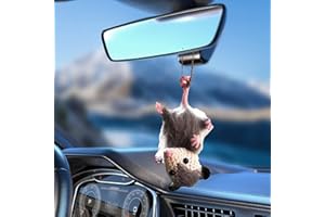 Pcingsia niedlicher Opossum-Autoanhänger, handgemachter, gestrickter Hängeschmuck, gestrickte Mäuse-Auto-Rückspiegelornament, Opossum-Anhänger für Auto-Innendekor, Geschenke für Opossum-Liebhaber