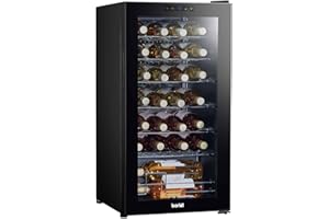 Dellonda Baridi 28 Bottle Wine Cooler Fridge with Digital Touch Screen Controls & LED Light, Black - DH10