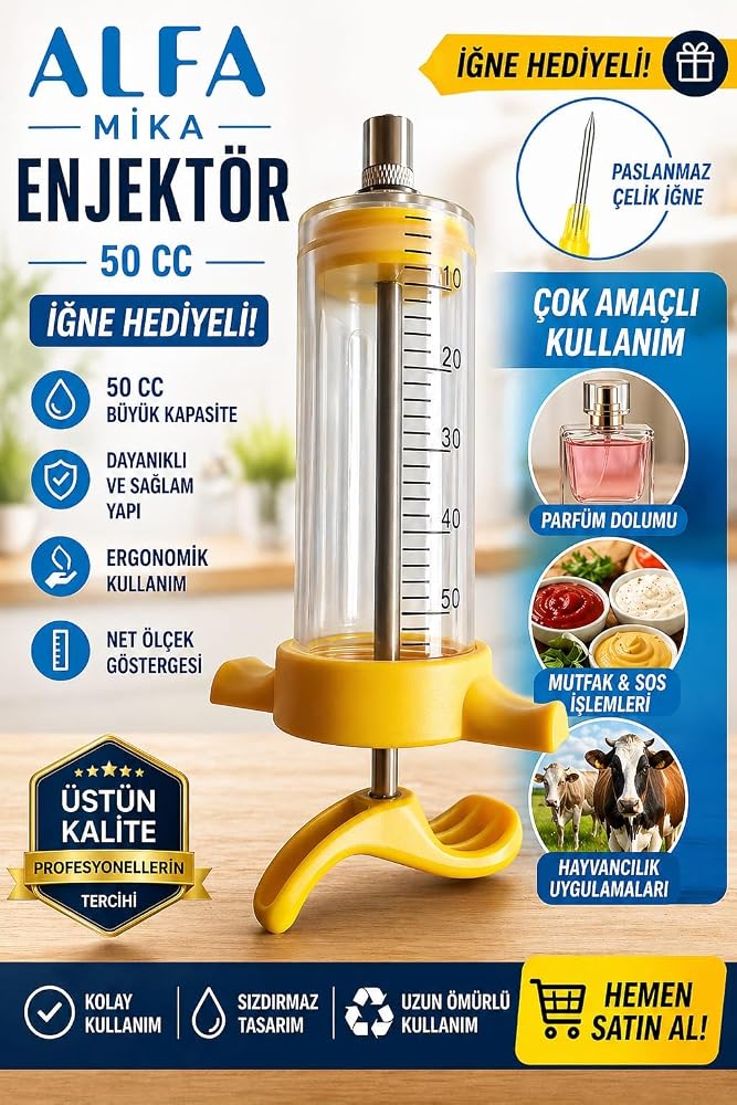 TNYVET Mika Enjektör 50 ml/BÜYÜK ENJEKTÖR/İĞNE HEDİYELİ