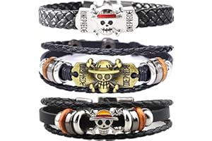 PQKL-party Piece 3pcs One Piece Skull & Anime Bracelet, Gifts for Best Friends