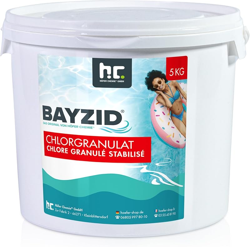 Höfer Chemie Chlorgranulat für Pool 5kg - 56% Aktivchlorgehalt zur Schnellen Anhebung des Chlorgehaltes - Bekämpft Keime & Bakterien - Leicht Löslich Schwimmbad