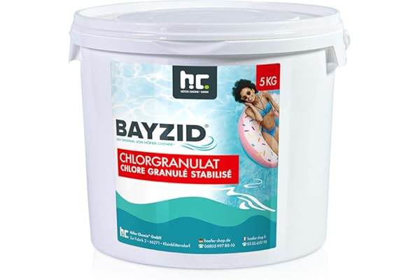 Höfer Chemie 1 x 5 kg Granulé de Chlore Choc pour Piscine – Hautement Efficace, Rapidement Soluble, Désinfection Ultra-Rapide pour Une Eau Propre et Hygiénique