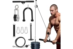 Forbabe Kabeldragning, fitness, latsdrag, kabeldragningssystem med tricepsrep och rak stång, DIY rygg, arm träningsutrustning, hemmagym, träningsutrustning