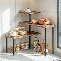 Awoyep Eckregal Küche Organizer Verstellbar Küchenregal Klein Holz Retro