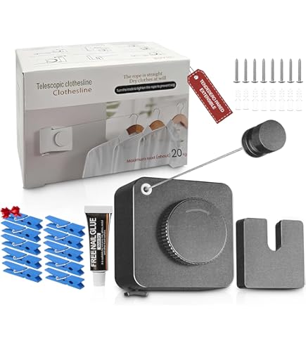 Tendedero Retráctil De Pared GAESHOW - Cuerda Extensible De 4.8m, Para Interior Y Exterior, Blanco