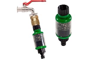 UPP Filtro de agua para riego de jardín carbón activo I filtrador de grifo, tratamiento de agua, purificador de agua con carbon activado I sistema de tratamiento agua de riego con minerales (17x4.5cm)