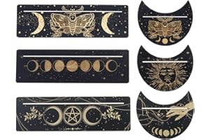 Be In Your Mind Drewniany stojak na karty tarota, 25 mm, prostokątny i 12,5 mm, kształt księżyca, stojak na ołtarz, narzędzia do wróżbiania czarownic, dekoracja tarota, materiały wiccan, 6 szt