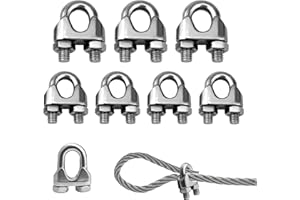 SZWLJ Confezione da 8 morsetti a U M10 in acciaio inox con finitura argentata, resistenti per stendibiancheria, recinzioni da giardino, binari per tende e fissaggi esterni