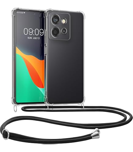 Custodia Motorola Edge 50 Ultra Con Tracolla Regolabile: Cover Trasparente Morbida In TPU Con Cordino Al Collo - Protezione Antiurto E Antigraffio, Nero - 4