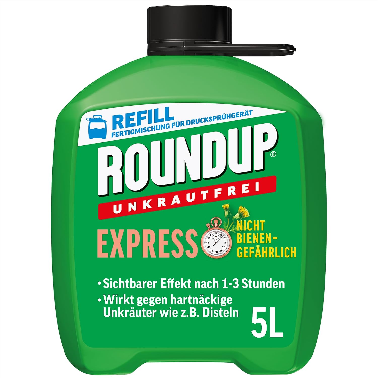 Roundup Unkrautfrei Express 5L Refill gegen Unkraut in Ziergärten