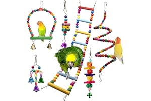 Chikanb Giochi per Uccelli Pappagalli, 6 Pezzi Altalene per Uccelli Colorato Campana Giochi per Parrocchetti, Giocattolo da Masticare per Cockatiels, Pappagallini, Myna, Gazza e Uccelli Adorabili