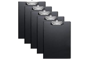 DONGLI (5 Stück) Klemmbrett A4 mit Deckel, Schreibbrett Klemmbretter mit Metalklemme und Aufhängeose, Aufklappbare Clipboard mit Tasche, Klemmbrettmappe für Büro,Schule（Schwarz）