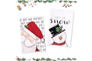 ZJKUBOIS Geschirrtücher Weihnachtsmotiv, Geschirrhandtücher Weihnachten 60x40cm 2er Set, Kweihnachtsdeko Küche, Lustige Geschirrtücher Bunt, Weihnachtstuch mit Weihn. & Schneem. - Strapazierfähig, Saugkräftig