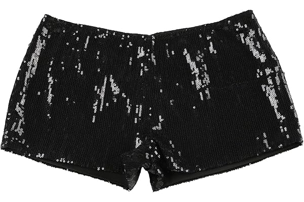 Mlykosd Glitter paljetter shorts dam, shorts svart dam fest, glänsande discoshorts sexiga hot pants slim fit korta byxor leopard dansshorts vintage korta byxor Y2K minishorts för karneval