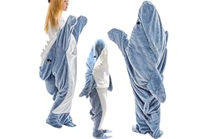 Seinal Coperta di squalo con cappuccio, coperta di squalo plaid squalo onesie squalo coperta confortevole in flanella sonno squalo regali cosplay squalo coperta (XL)