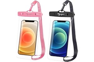 RYNAPAC Universal Waterproof Phone Pouch Bag - 2Pack, Waterproof Case Compatible with iPhone 15 Pro Max/14/13/12/11/XR/X/SE/8/7, Galaxy S22/S21 Google Up to 7’’, IPX8 Dry Bag Vacation Essentials (Pink+Black)