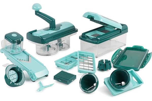 Genius Nicer Dicer Fusion Smart Julietti | Mandoline 23 en 1 Multifunction Professionelle | Trancheuse | Couper- / râpé- / éplucher- / Cubes- / Spirales- / Quartier- / Manger- / légumes | Slicer