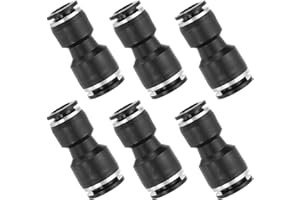 PATIKIL 6 Pcs Straight Union Push to Connect Fitting, 3/8" x 1/2" OD Tube Reducer Connector Quick Push Lock Adapter Air Hose Fitting for Pneumatic System Pipeline Connection, Black
