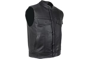 EURO STARS Rocker Biker Motorrad Lederweste, Herren Leder Kutte für Choppers und Rockers