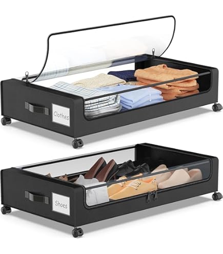 Azomor® Set van 2 platte opbergboxen voor speelgoed onder het bed met