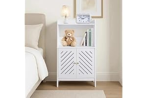 powerking Armadietto da bagno bianco a 3 ripiani con ante e mensole, espositore da pavimento, porta carta igienica, supporto per ufficio, soggiorno, cucina, ingresso