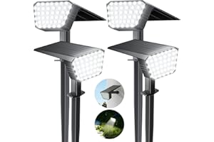 FIFlying Luces Solares LED Exterior Jardin, 4 Piezas 44 LED Focos LED Exterior Solares, 3 Modos Impermeable IP65 Luz Solar Exterior para Jardín, Patio, Piscina, Césped, Calzada (Blanco Frio)