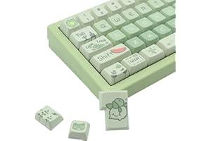 Cmokifuly Frog Jolies touches en PBT personnalisées avec profil MDA pour clavier mécanique, 148 touches colorées (grenouille verte)